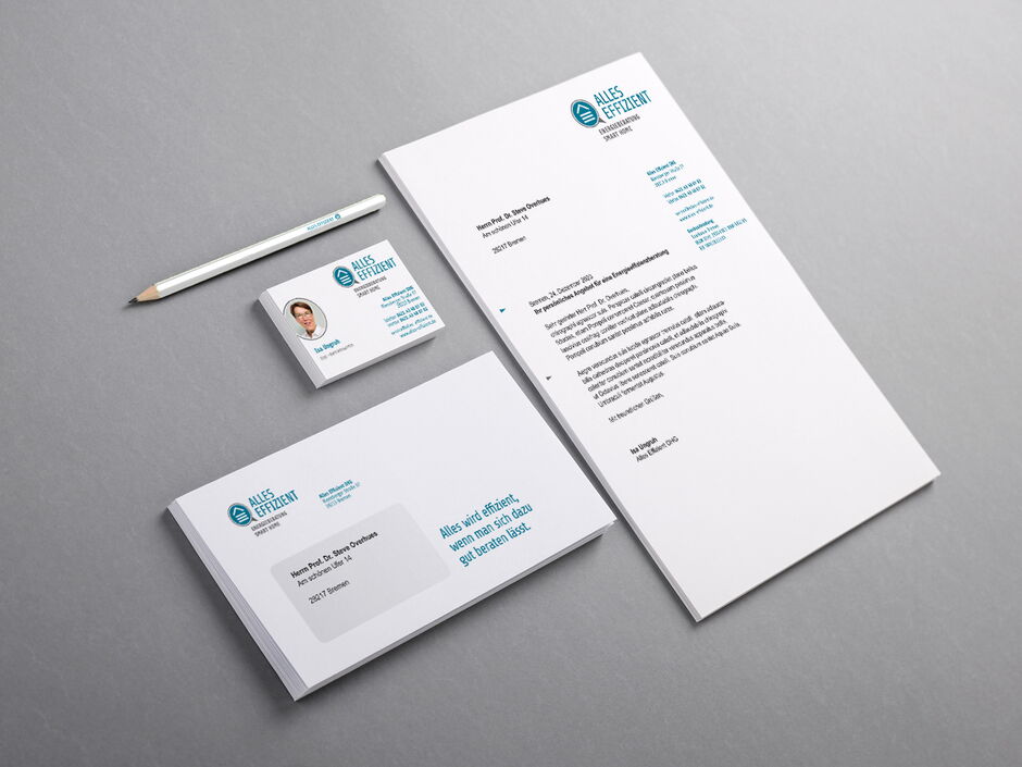 martin zech design, corporate design, alles effizient, briefbogen, briefumschlag