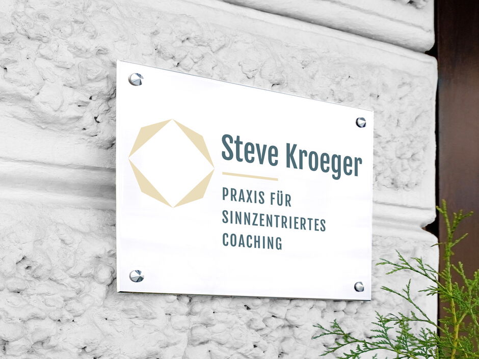 martin zech design, corporate design, steve kroeger coaching, tuerschild